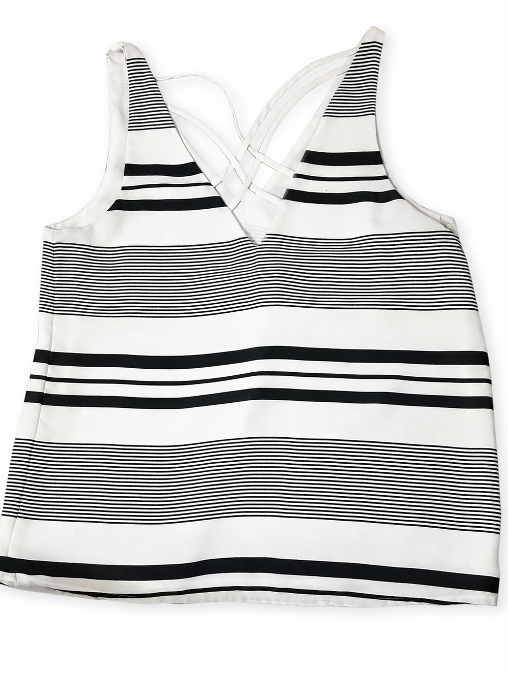 Express Women’s XS Sleeveless Black and White Blouse With Horizontal Stripes